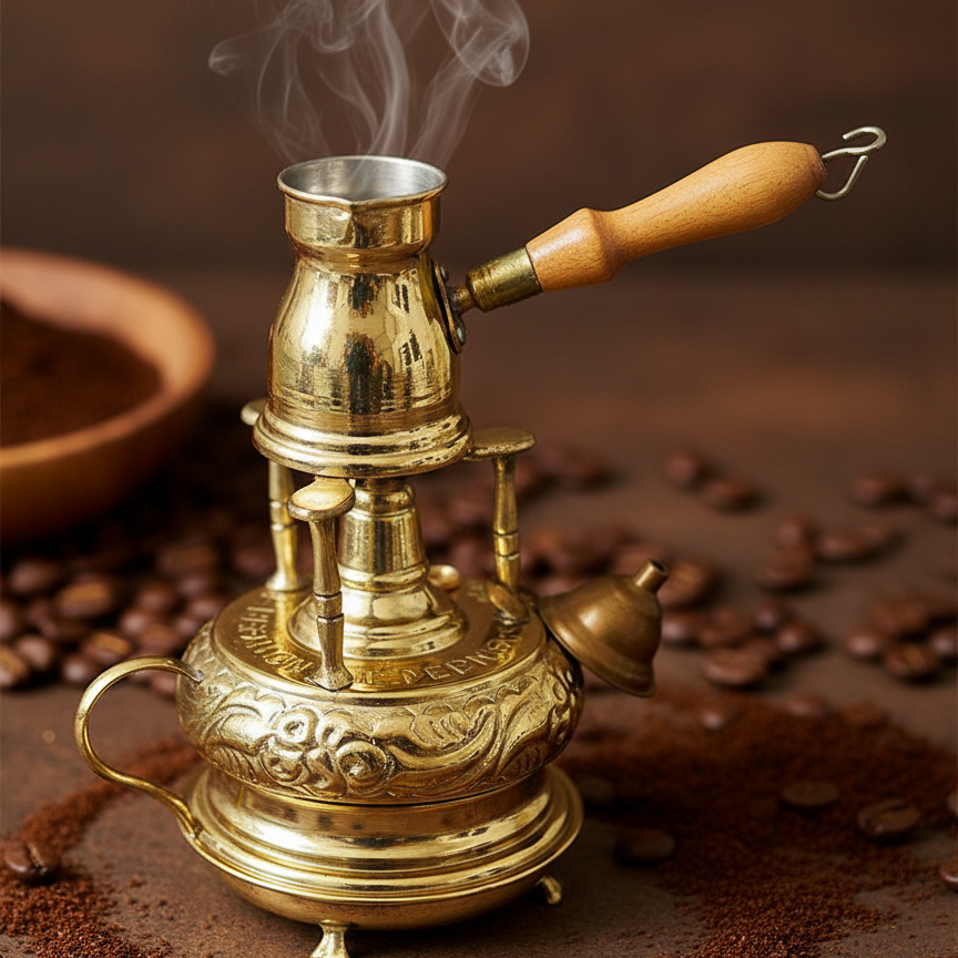 سبرتايه نحاس مع كنكة قهوة ذهبي